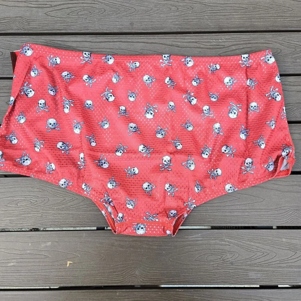 TYR Durafast Skull Swim Suit Brief Trainer Red-Orange/skull SZ 38 New